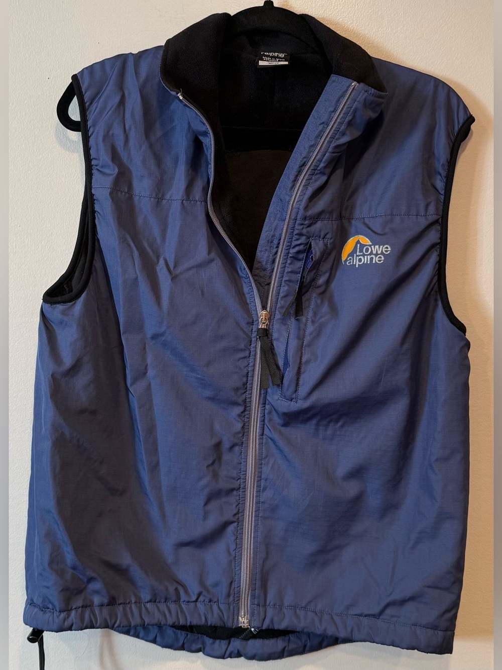 Lowe Alpine Fleece Lined Winter Vest Blue & Black Vintage Men's Unisex Medium